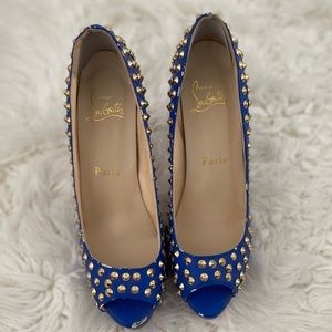 louboutin royal blue studded heels